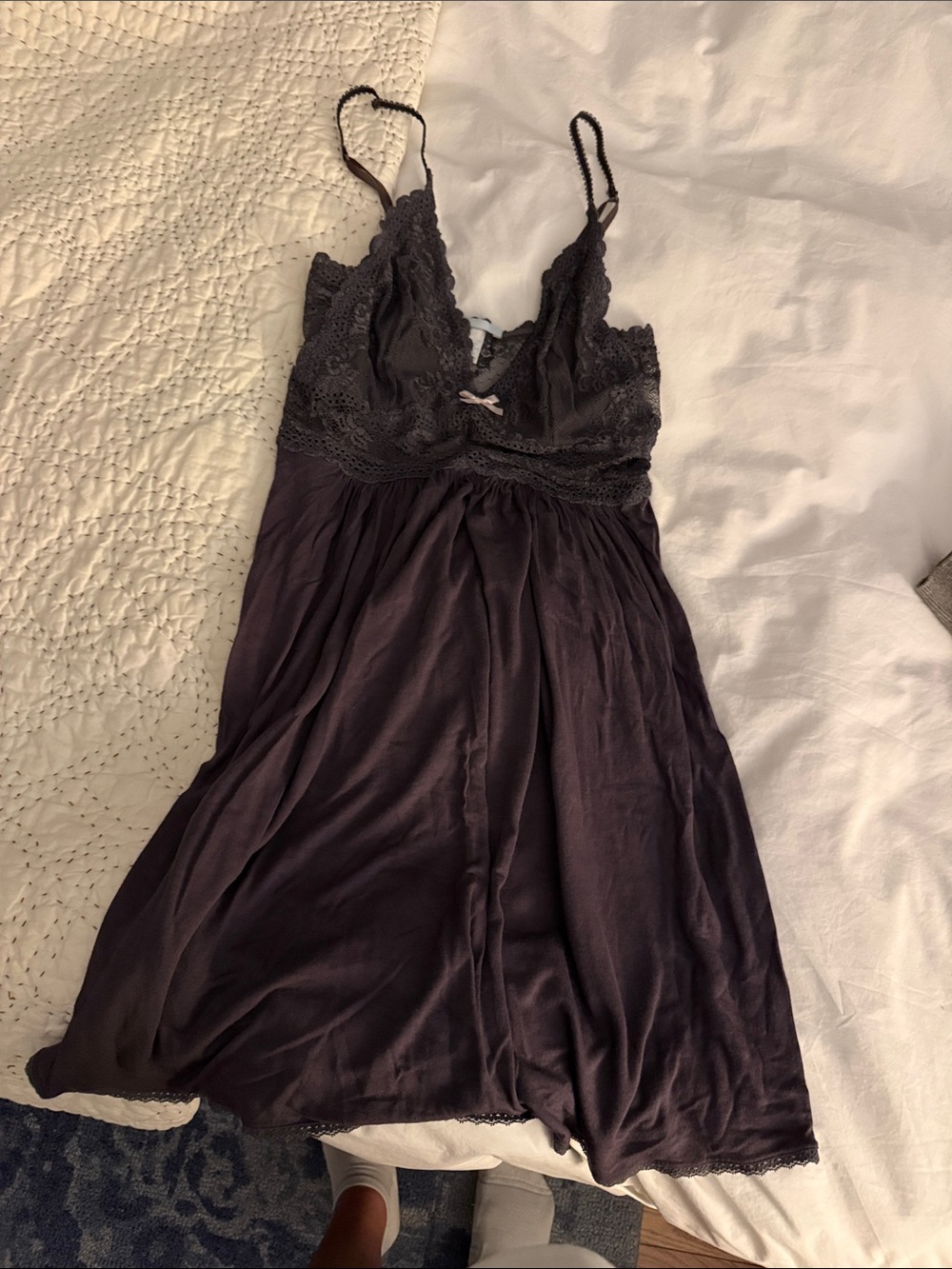 Eberjey Lace-Trim Slip Chemise - Black